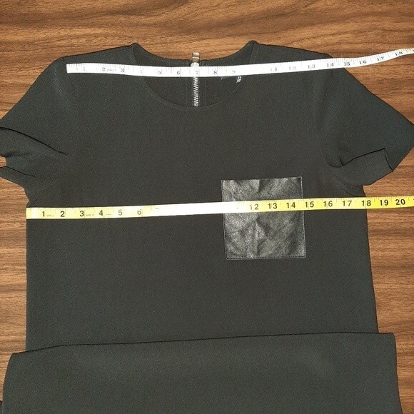 Madewell Black Mini Dress Leather Pocket T-Shirt High-low Dress Exposed Zip XS - Picture 7 of 13